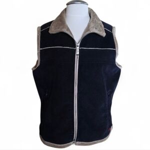 Woolrich Corduroy Fleece Black Tan Vest Womens Large